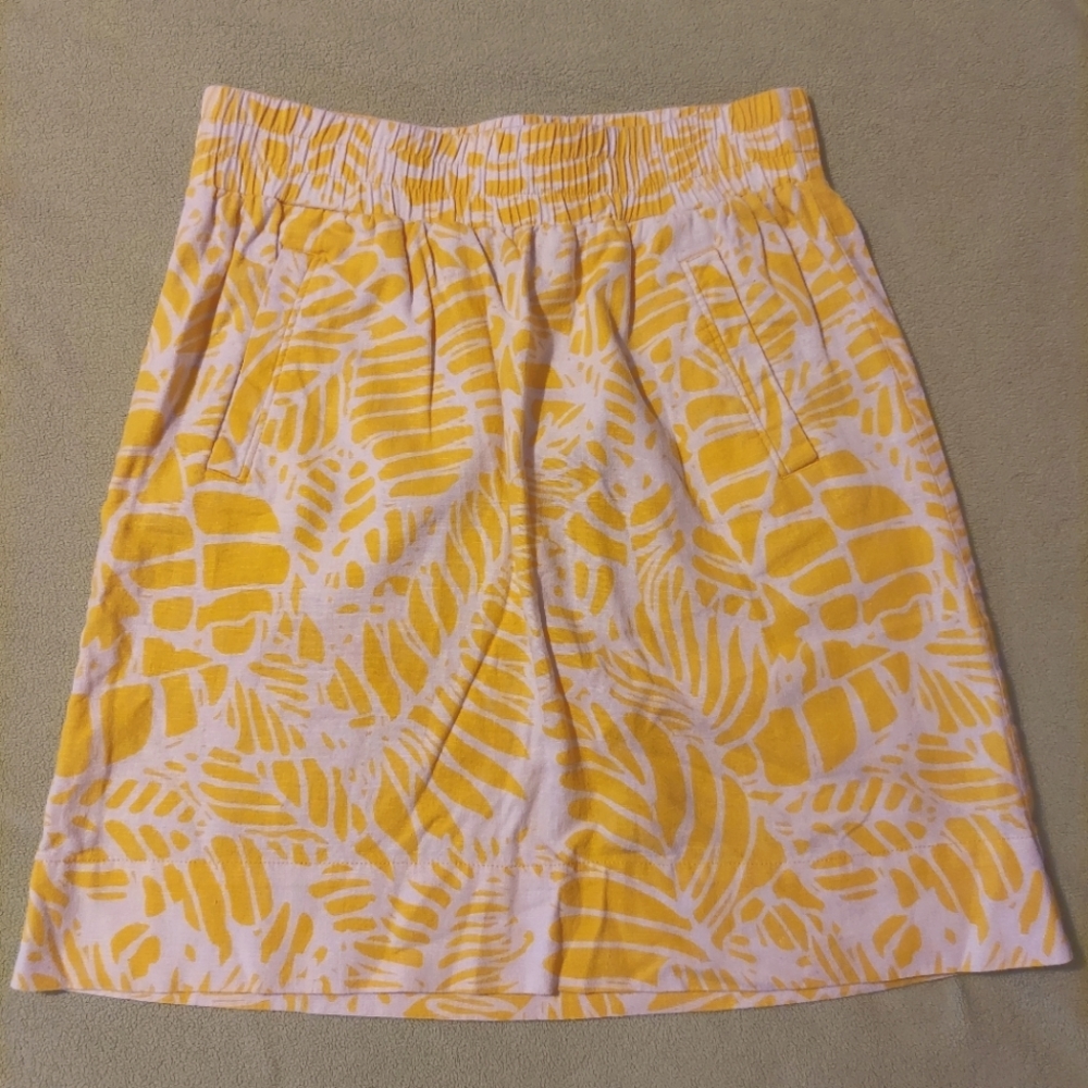 Loft Yellow and White Midi Skirt 💛
